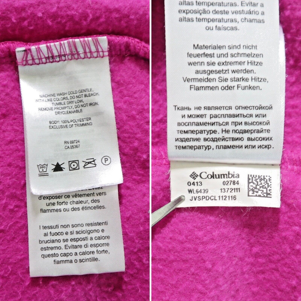 Columbia Women's L Fleece Full Zip Jacket Vibrant Pink Mock Neck - Picture 11 of 12